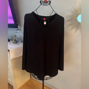 Susan Graver Black V-Neck Blouse